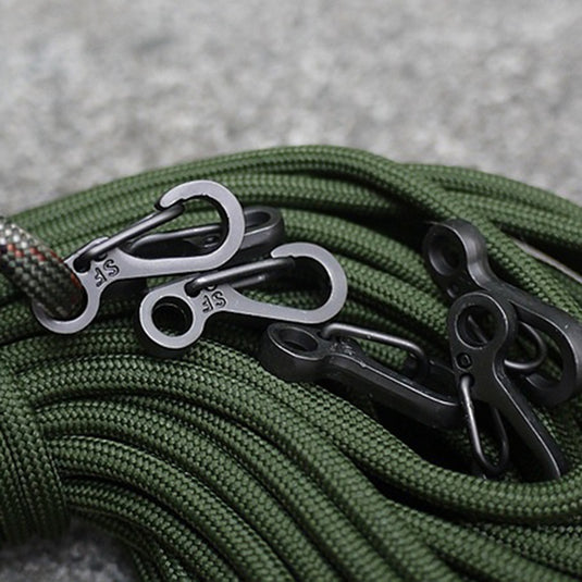 10PCS/LOT Mini SF Spring Backpack Clasps Climbing Carabiners EDC Keychain Camping Bottle Hooks Paracord Survival Gear - Black