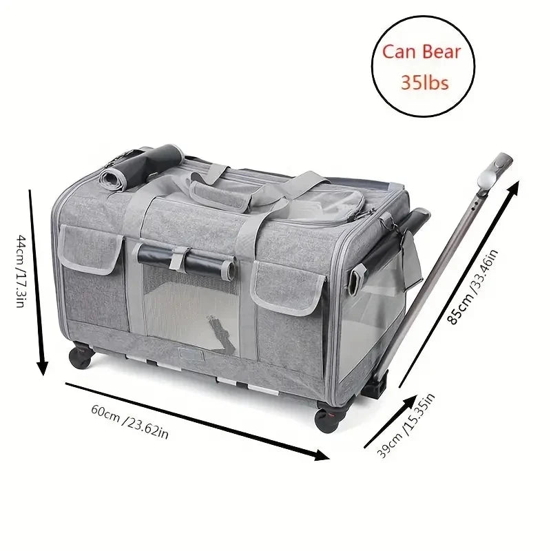 Load image into Gallery viewer, Foldable Travel Carrier with Detachable Wheels for Large Cats &amp; Dogs
