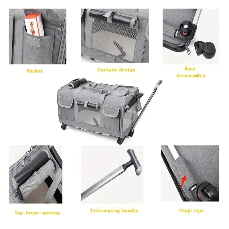 Load image into Gallery viewer, Foldable Travel Carrier with Detachable Wheels for Large Cats &amp; Dogs
