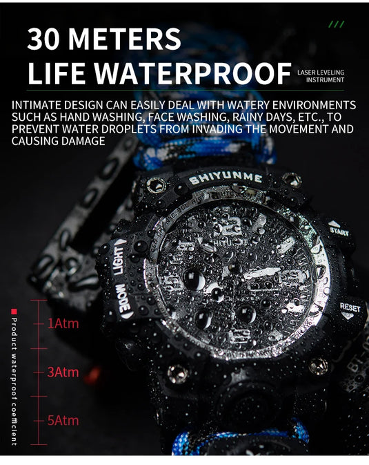 Outdoor Survival Watch Multifunctional Waterproof Military Tactical Paracord Watch Bracelet Camping Hiking Emergency Gear