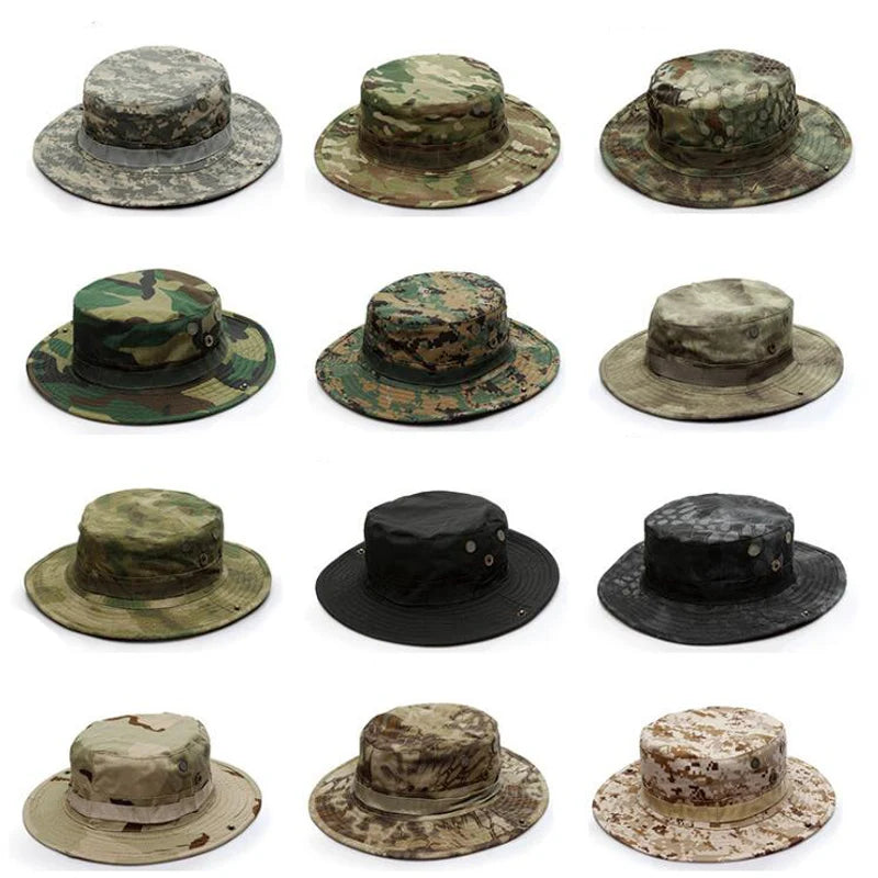 Load image into Gallery viewer, Camouflage Tactical Cap Boonie Hat Caps Camo Men Outdoor Sports Sun Bucket Cap Fishing Hiking Hunting Hats Gear
