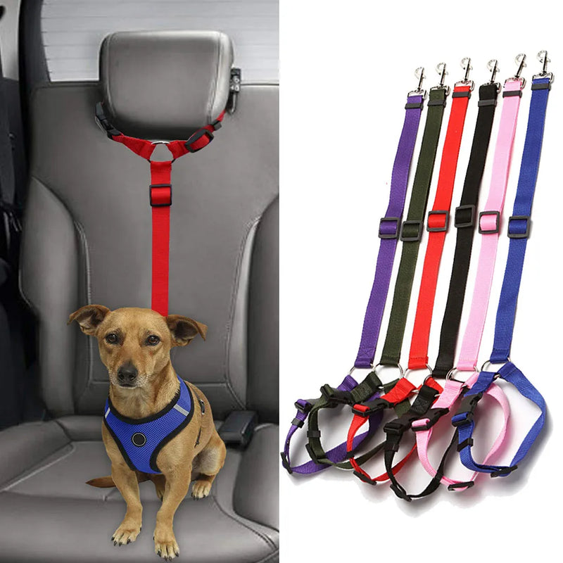 Load image into Gallery viewer, Two-in-one Nylon Adjustable Dogs Harness Collar Pet dog Accessories Pet Car Seat Belt Lead Leash Backseat Safety Belt
