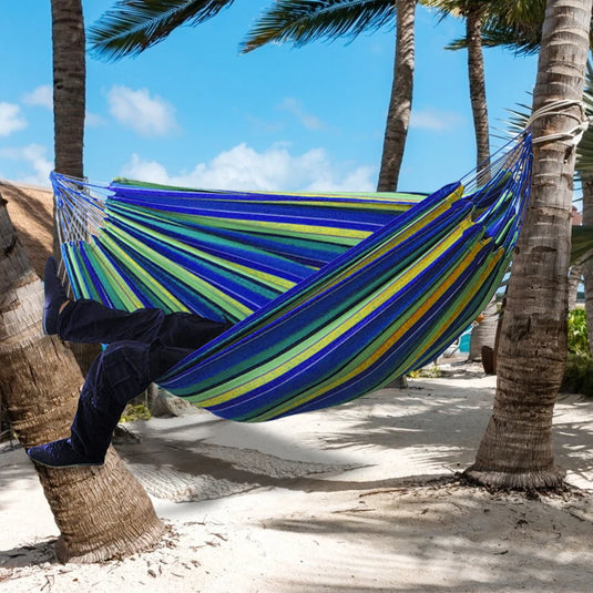 Large Double Canvas Hammock – Portable Indoor/Outdoor Camping Swing