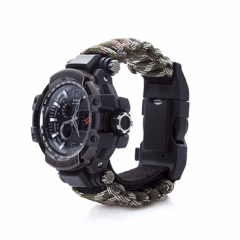 Load image into Gallery viewer, Outdoor Survival Watch Men Multifunctional Waterproof Military Tactical Paracord Watch Bracelet Camping Hiking Emergency Gear
