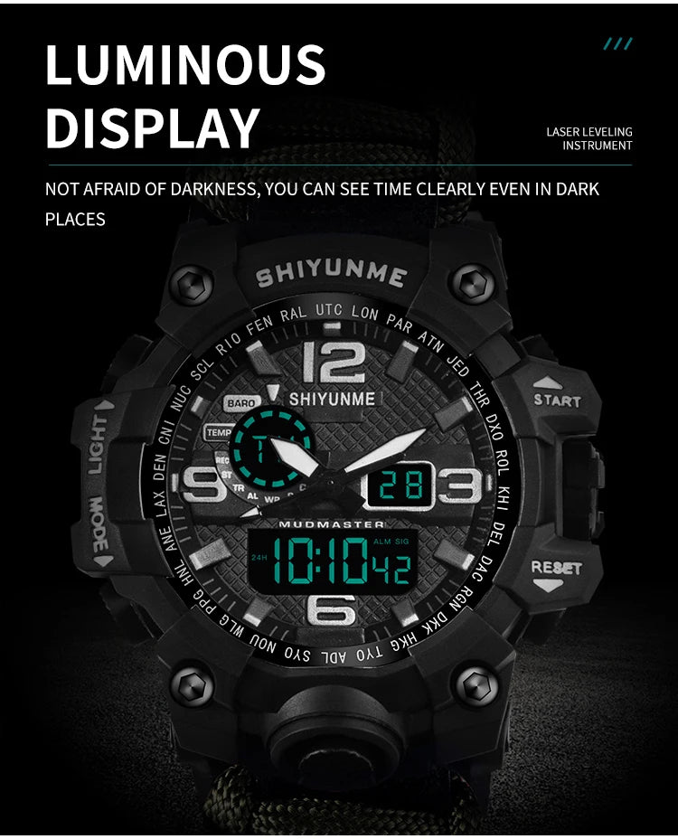 Load image into Gallery viewer, Outdoor Survival Watch Multifunctional Waterproof Military Tactical Paracord Watch Bracelet Camping Hiking Emergency Gear
