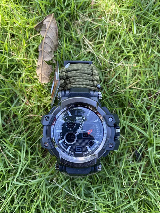 Outdoor Survival Watch Men Multifunctional Waterproof Military Tactical Paracord Watch Bracelet Camping Hiking Emergency Gear