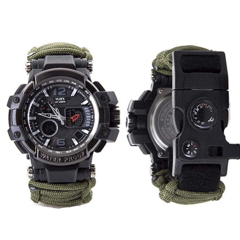 Load image into Gallery viewer, Outdoor Survival Watch Men Multifunctional Waterproof Military Tactical Paracord Watch Bracelet Camping Hiking Emergency Gear
