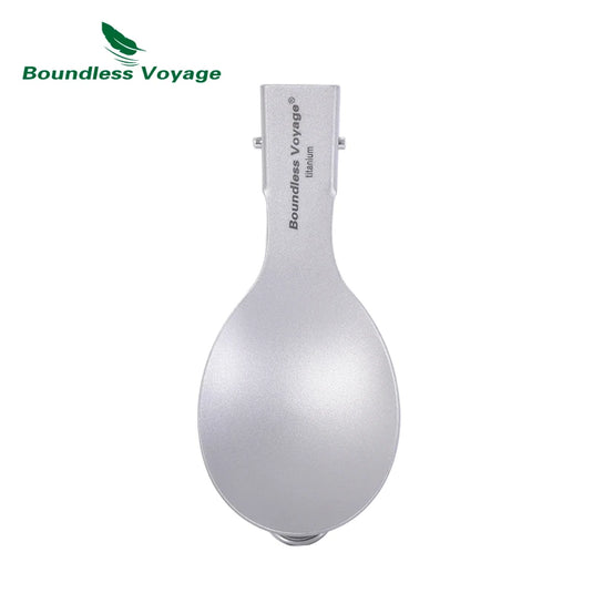 Titanium Folding Spork Fork Spoon Set | Camping Cutlery | Lightweight Outdoor Flatware Kit