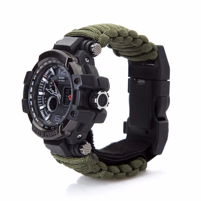 Load image into Gallery viewer, Outdoor Survival Watch Men Multifunctional Waterproof Military Tactical Paracord Watch Bracelet Camping Hiking Emergency Gear
