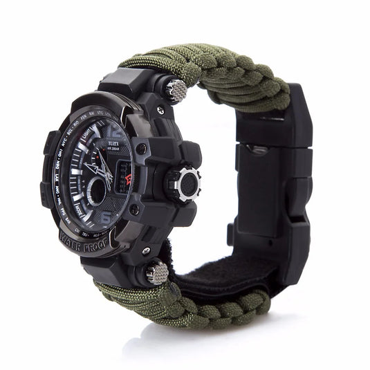 Outdoor Survival Watch Men Multifunctional Waterproof Military Tactical Paracord Watch Bracelet Camping Hiking Emergency Gear