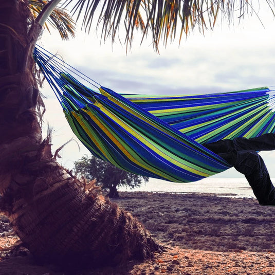 Large Double Canvas Hammock – Portable Indoor/Outdoor Camping Swing