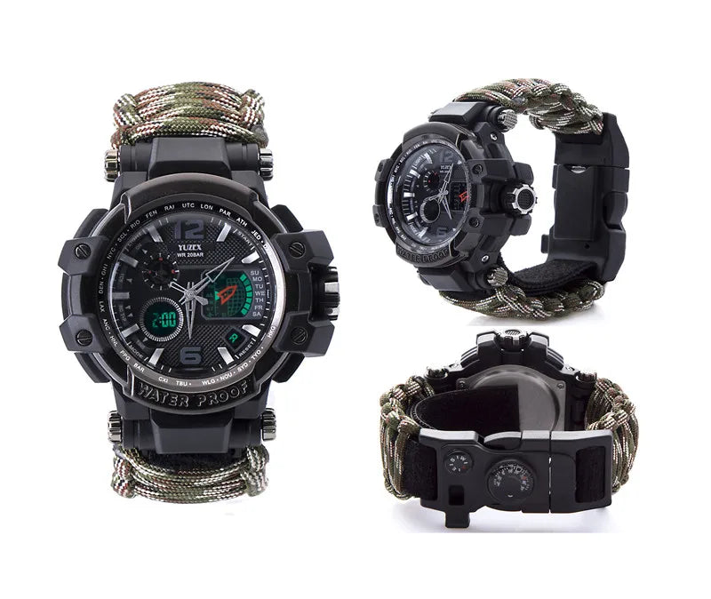 Load image into Gallery viewer, Outdoor Survival Watch Men Multifunctional Waterproof Military Tactical Paracord Watch Bracelet Camping Hiking Emergency Gear
