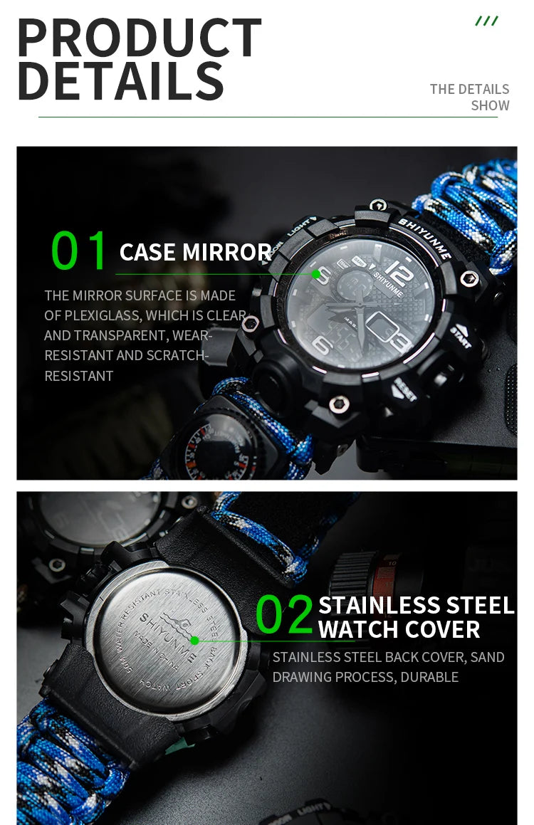 Load image into Gallery viewer, Outdoor Survival Watch Multifunctional Waterproof Military Tactical Paracord Watch Bracelet Camping Hiking Emergency Gear
