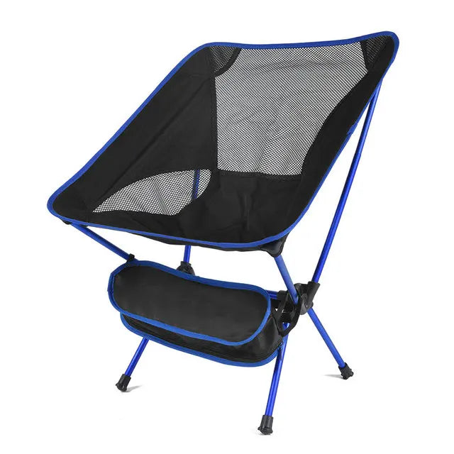 Load image into Gallery viewer, Black and blue camping chair on a white background
