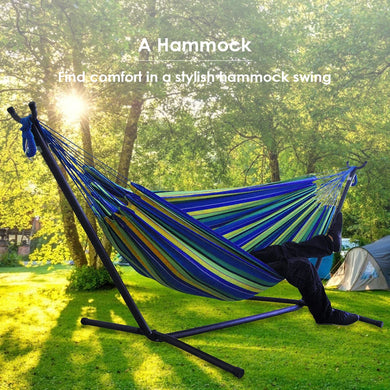 Large Double Canvas Hammock – Portable Indoor/Outdoor Camping Swing