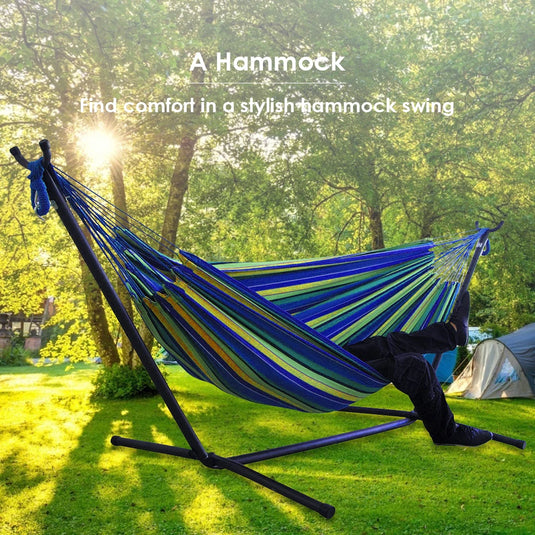 Large Double Canvas Hammock – Portable Indoor/Outdoor Camping Swing