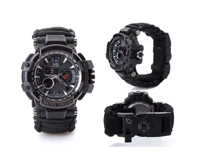 Load image into Gallery viewer, Outdoor Survival Watch Men Multifunctional Waterproof Military Tactical Paracord Watch Bracelet Camping Hiking Emergency Gear
