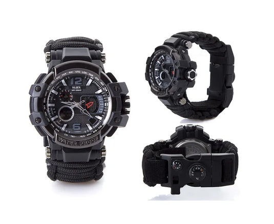 Outdoor Survival Watch Men Multifunctional Waterproof Military Tactical Paracord Watch Bracelet Camping Hiking Emergency Gear