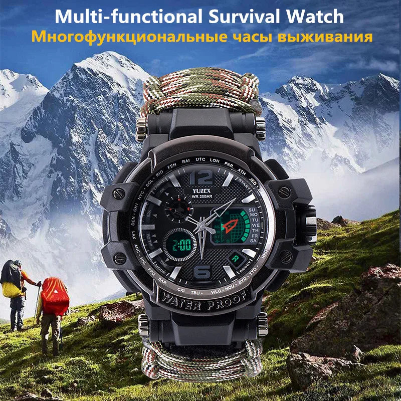 Load image into Gallery viewer, Outdoor Survival Watch Men Multifunctional Waterproof Military Tactical Paracord Watch Bracelet Camping Hiking Emergency Gear
