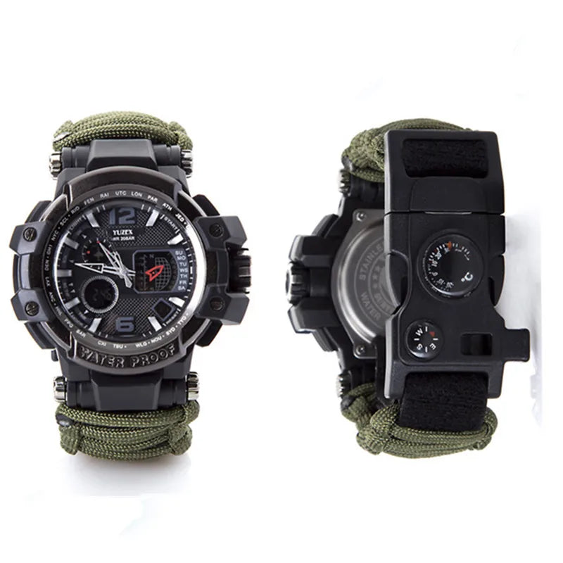 Load image into Gallery viewer, Outdoor Survival Watch Men Multifunctional Waterproof Military Tactical Paracord Watch Bracelet Camping Hiking Emergency Gear
