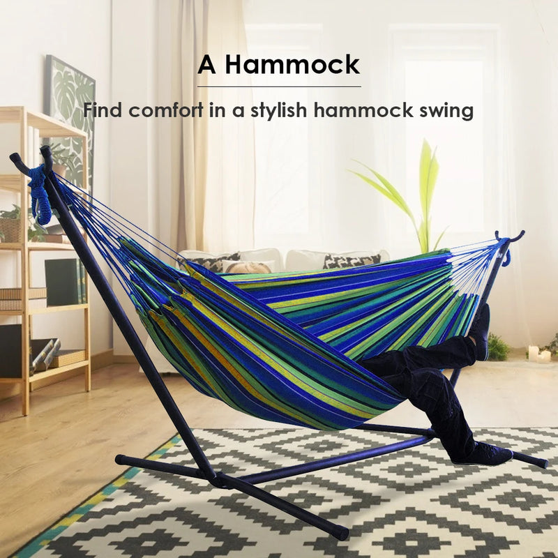 Load image into Gallery viewer, Large Double Canvas Hammock – Portable Indoor/Outdoor Camping Swing
