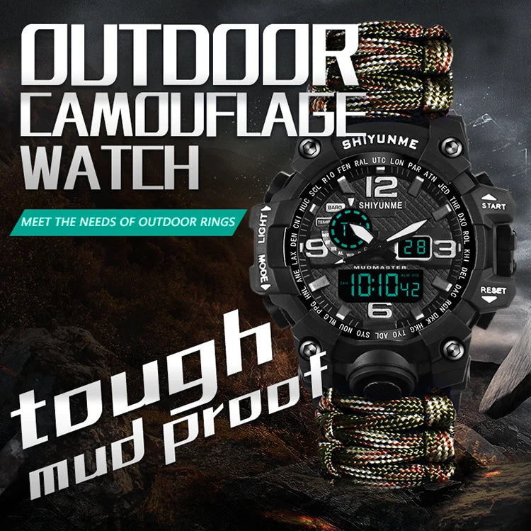 Load image into Gallery viewer, Outdoor Survival Watch Multifunctional Waterproof Military Tactical Paracord Watch Bracelet Camping Hiking Emergency Gear
