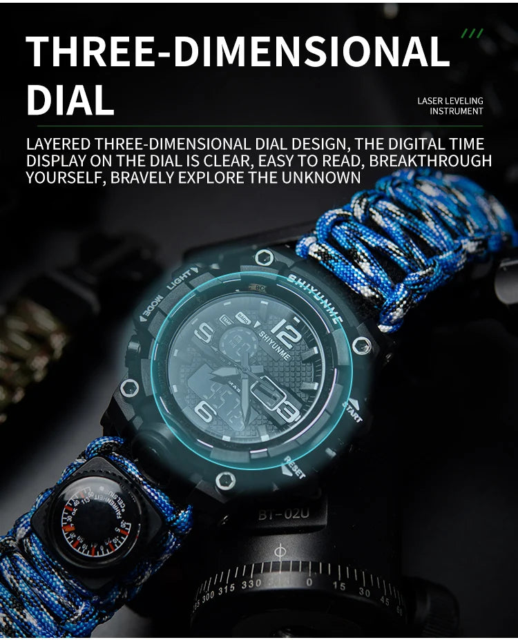 Load image into Gallery viewer, Outdoor Survival Watch Multifunctional Waterproof Military Tactical Paracord Watch Bracelet Camping Hiking Emergency Gear
