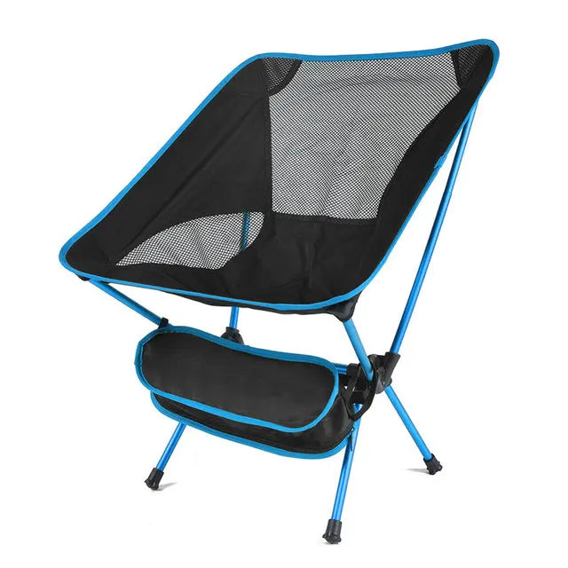 Load image into Gallery viewer, Black and blue camping chair on a white background
