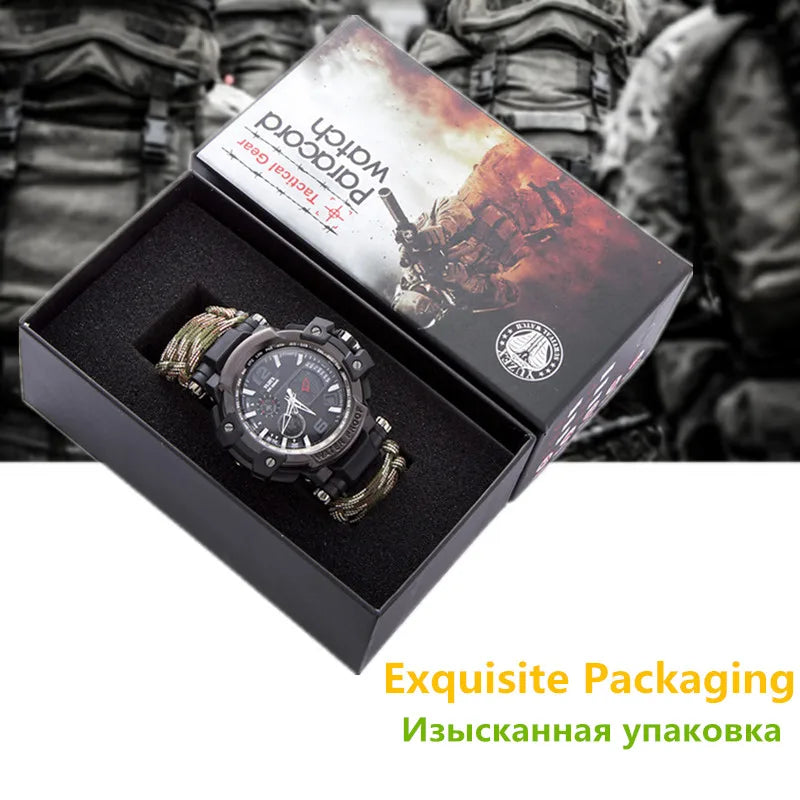 Load image into Gallery viewer, Outdoor Survival Watch Men Multifunctional Waterproof Military Tactical Paracord Watch Bracelet Camping Hiking Emergency Gear
