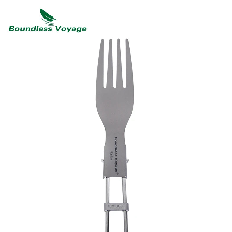 Load image into Gallery viewer, Titanium Folding Spork Fork Spoon Set | Camping Cutlery | Lightweight Outdoor Flatware Kit

