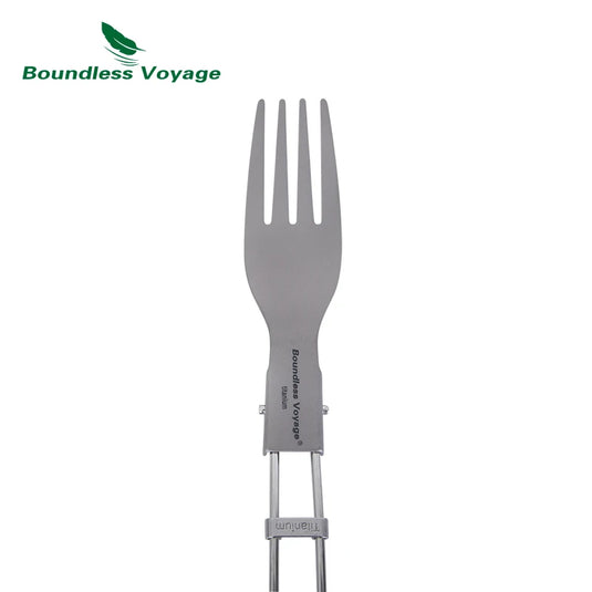 Titanium Folding Spork Fork Spoon Set | Camping Cutlery | Lightweight Outdoor Flatware Kit