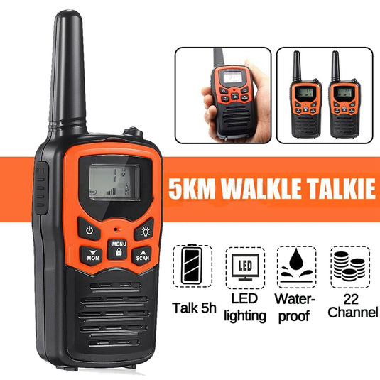 2Pcs Handheld Walkie Talkie Radio 22 Channels Set 10 Km Uhf 400-470 Mhz Dual Band Long Range Communication Transceiver