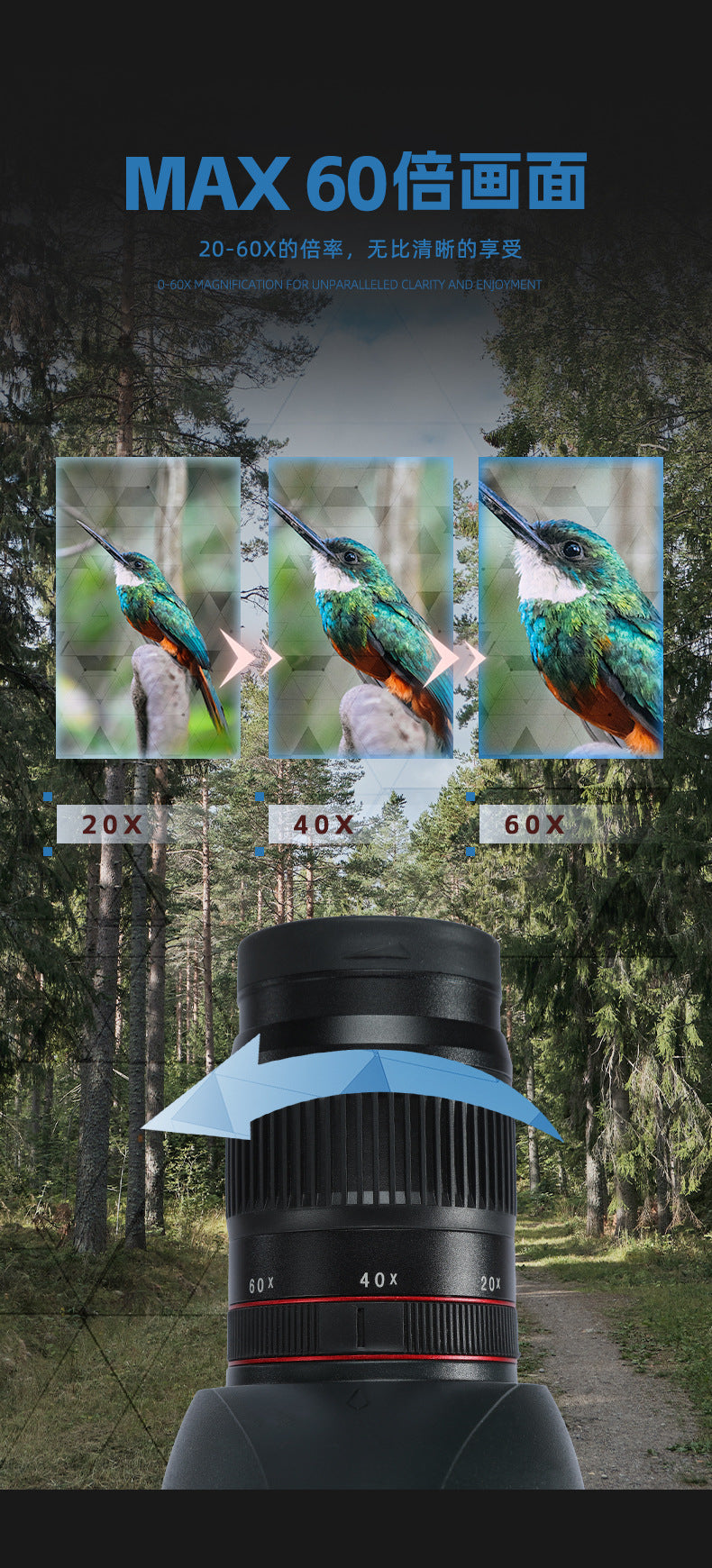 Load image into Gallery viewer, BOSSDUN 20-60x80ED 45Degree Spotting Scope Zoom Telescope Multi-Coated for Bird Watching Moon View Hunting Match
