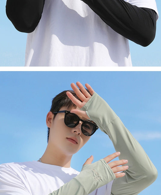 Men Ice Silk Long Widened Ice Sleeve Summer Plus Size Loose Sun Protection Oversleeve UV Protection Sleeves Arm Oversleeve