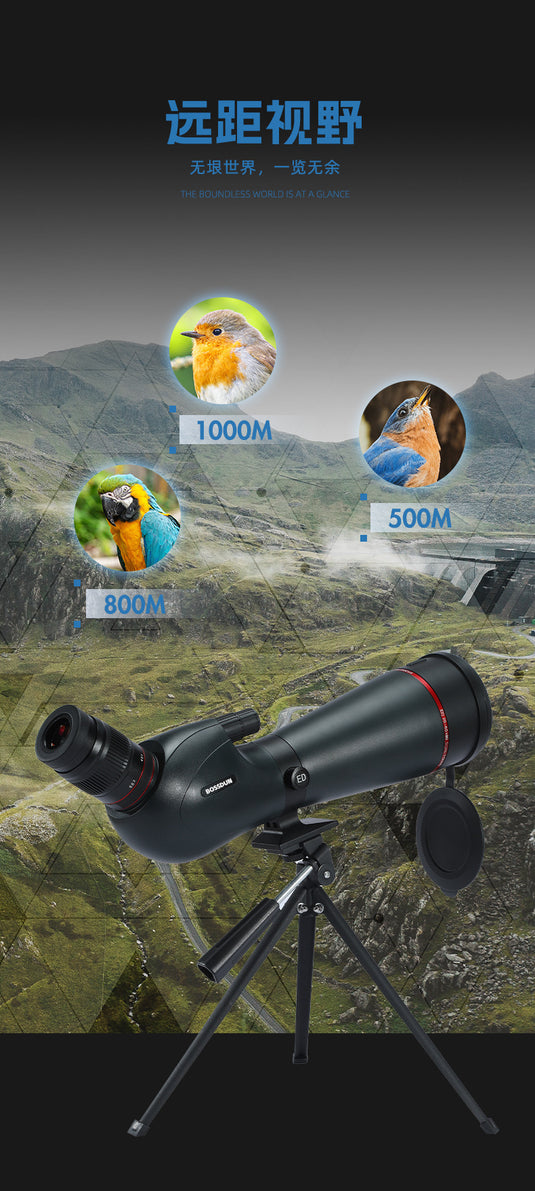 BOSSDUN 20-60x80ED 45Degree Spotting Scope Zoom Telescope Multi-Coated for Bird Watching Moon View Hunting Match