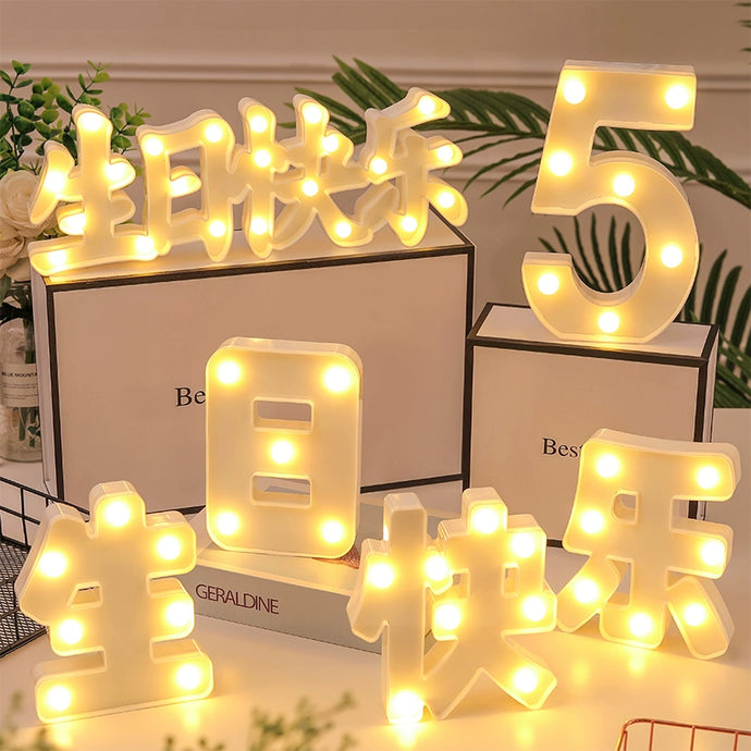 Led Letter Lamp Happy Birthday Party Layout Party Scene Decoration Trunk Romantic Surprise Proposal