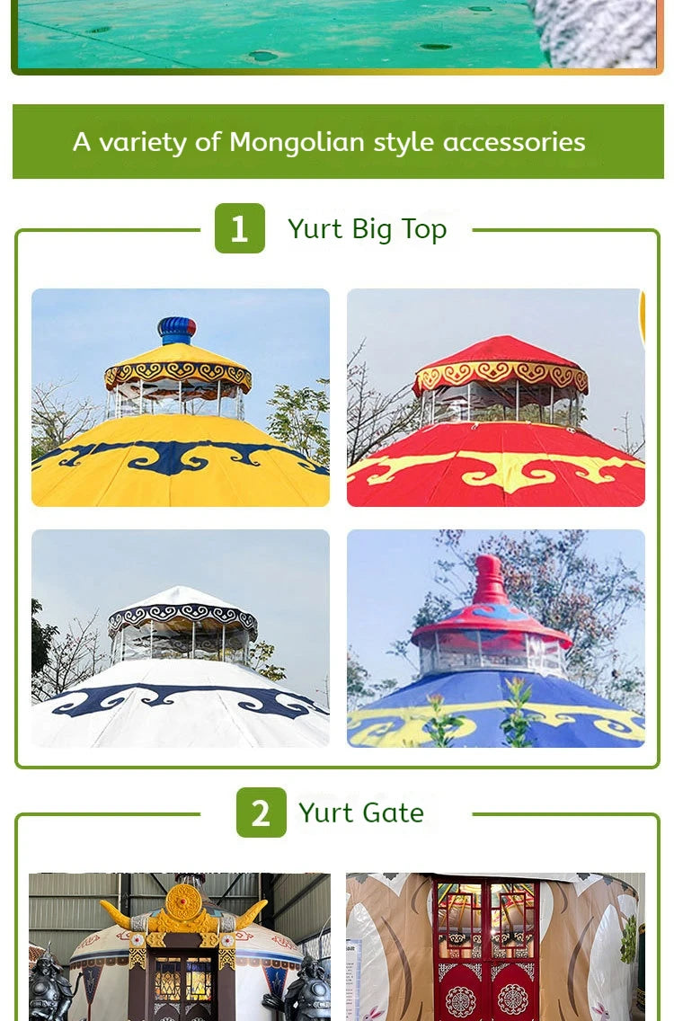 Load image into Gallery viewer, 2024 Large New Yurt Tents Double Slope Steel Bamboo Mongolian Glamping Yurt Water Resistant PVC Farmhouse Restaurant Barbecue
