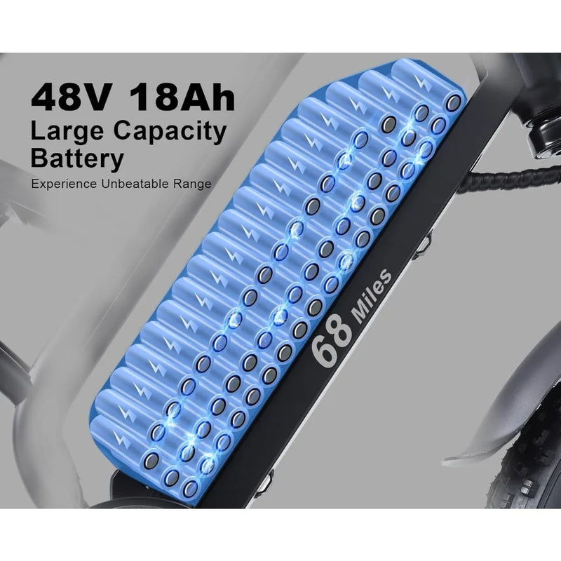 Load image into Gallery viewer, 1500W Electric Bike for Adults – 48V 18Ah Battery | 32MPH Fat Tire E-Bike | 60+ Mile Range, All-Terrain Performance
