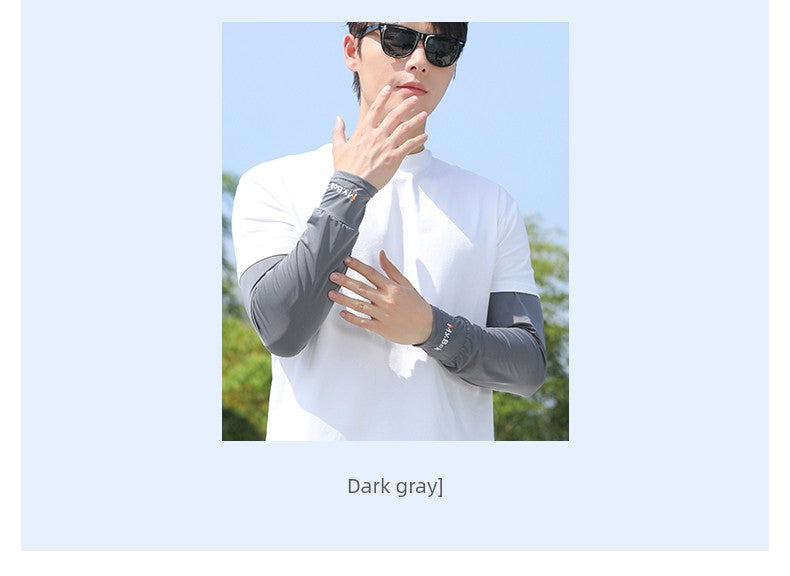 Load image into Gallery viewer, Men Ice Silk Long Widened Ice Sleeve Summer Plus Size Loose Sun Protection Oversleeve UV Protection Sleeves Arm Oversleeve
