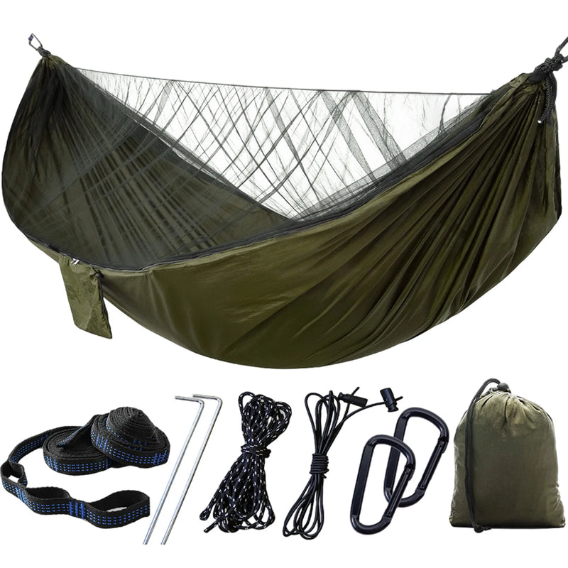 Load image into Gallery viewer, Double/Single Camping Hammock with Mosquito Net &amp; Tree Straps
