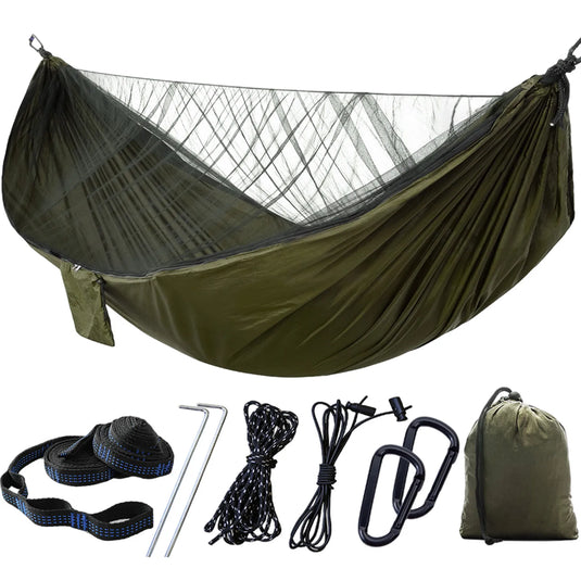 Double/Single Camping Hammock with Mosquito Net & Tree Straps
