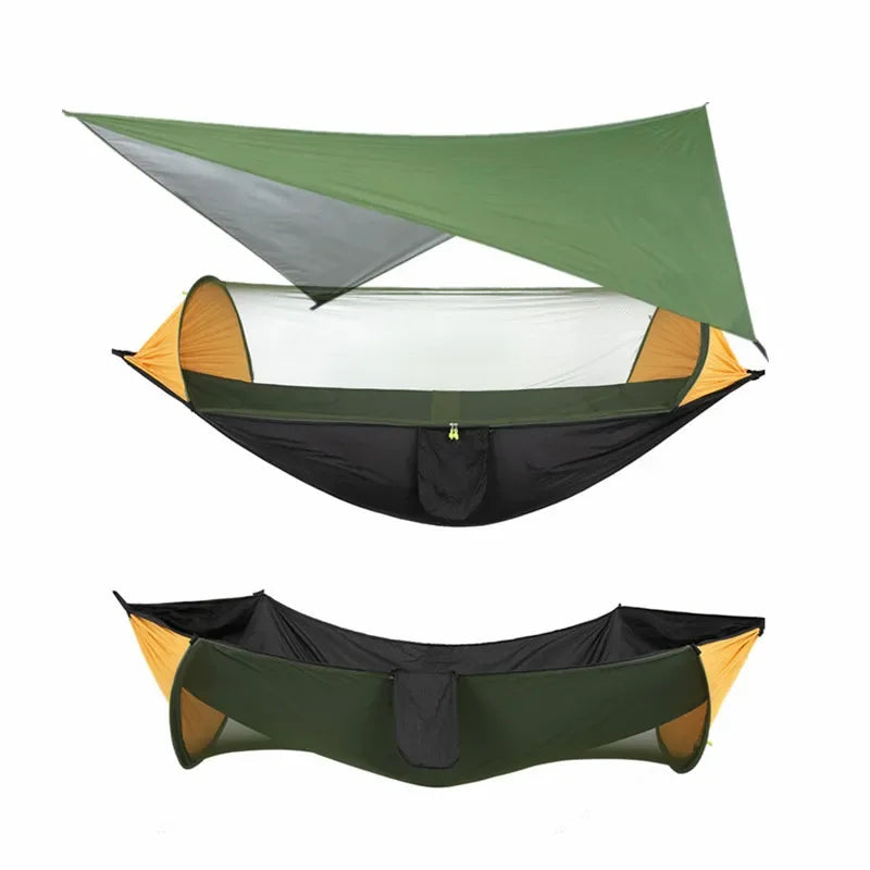 Load image into Gallery viewer, Camping Hammock with Mosquito Net and Rain Fly – 2-Person Portable Outdoor Hammock for Backpacking, Travel, Survival

