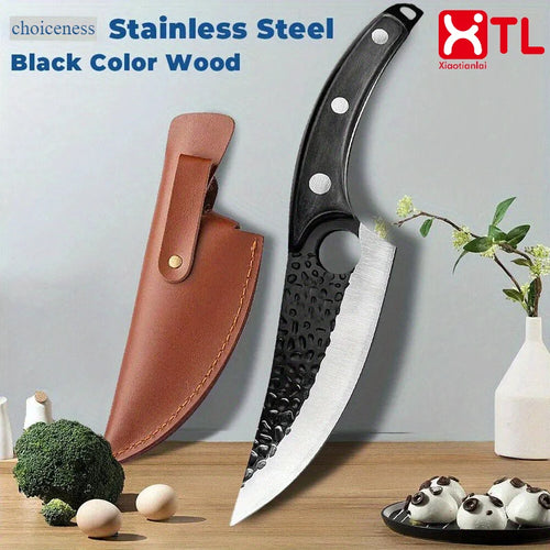 Perforated design wood handle multi-purpose kitchen knife,long sharp boning knife, professional chef's knife,kitchen accessories