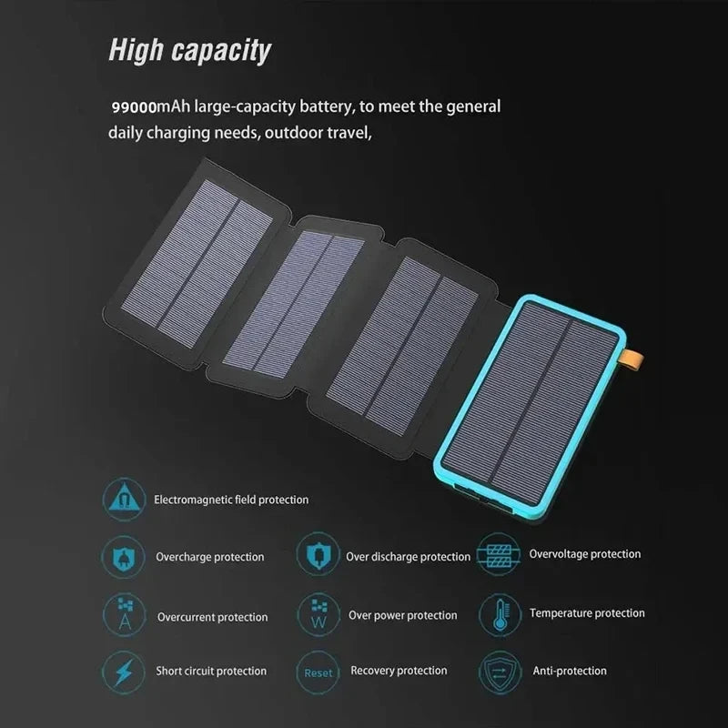 Load image into Gallery viewer, 200000mAh Solar Power Bank | Foldable Panel Fast Charging | Waterproof Outdoor Camping Battery
