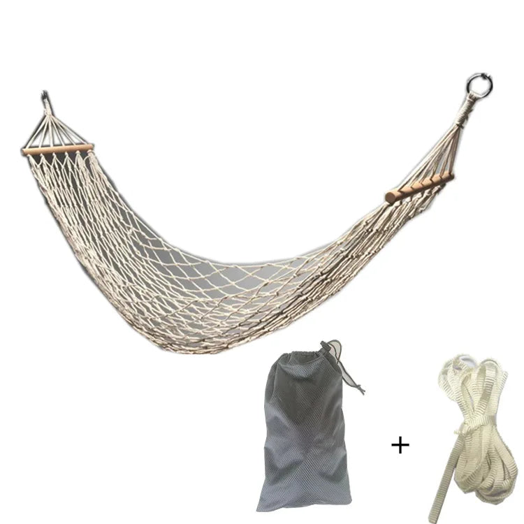 Load image into Gallery viewer, Anti-Rollover Cotton Rope Hammock – Outdoor Camping Swing for Adults &amp; Kids
