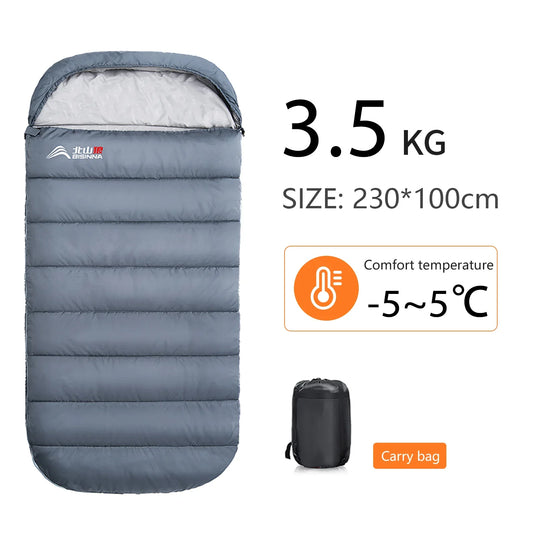 Large Wide 3-Season Sleeping Bag | Extra Long Adult Size | Hiking & Fishing