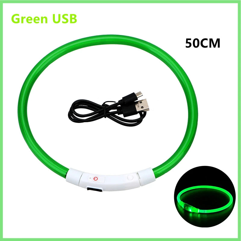 Load image into Gallery viewer, USB Rechargeable LED Dog Collar Adjustable Glowing Safety Collar for Night Walks
