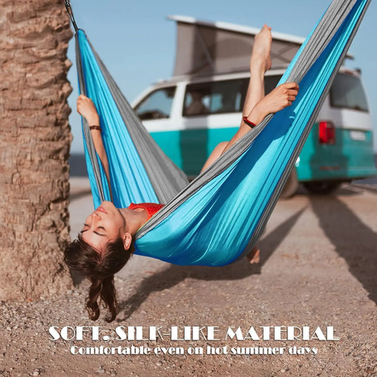 Lightweight Camping Hammock with Tree Straps – Tear-Resistant Nylon Gear for Outdoor & Indoor Use