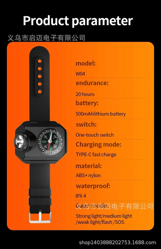 New Outdoor Camping XPG Wrist Light Wildlife Survival Climbing Adventure Compass Watch LED Running Light