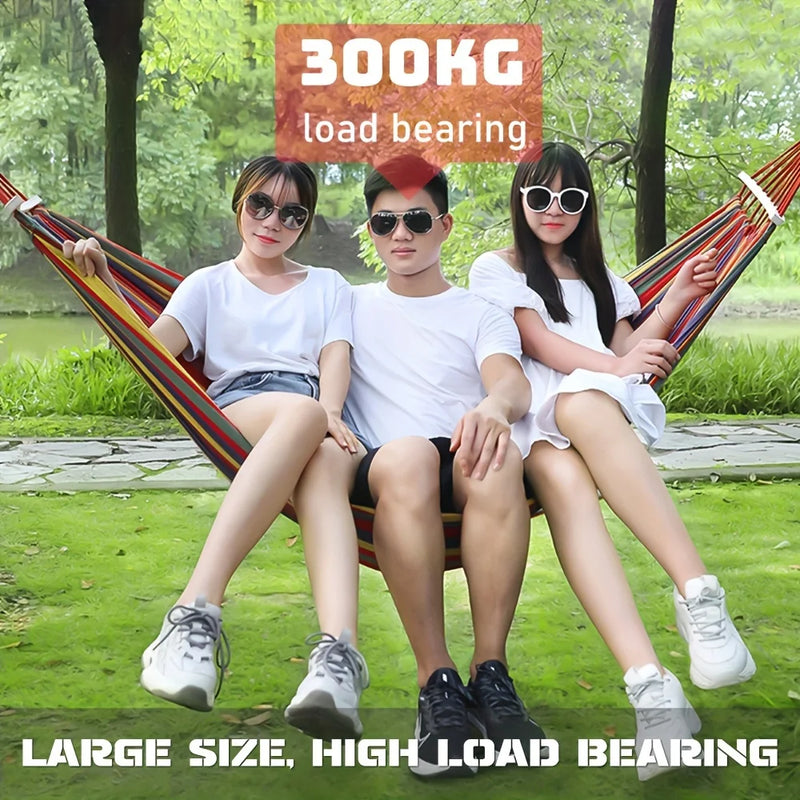Load image into Gallery viewer, 450lb Heavy-Duty Cotton Camping Hammock – Thickened Canvas with Anti-Roll Beams
